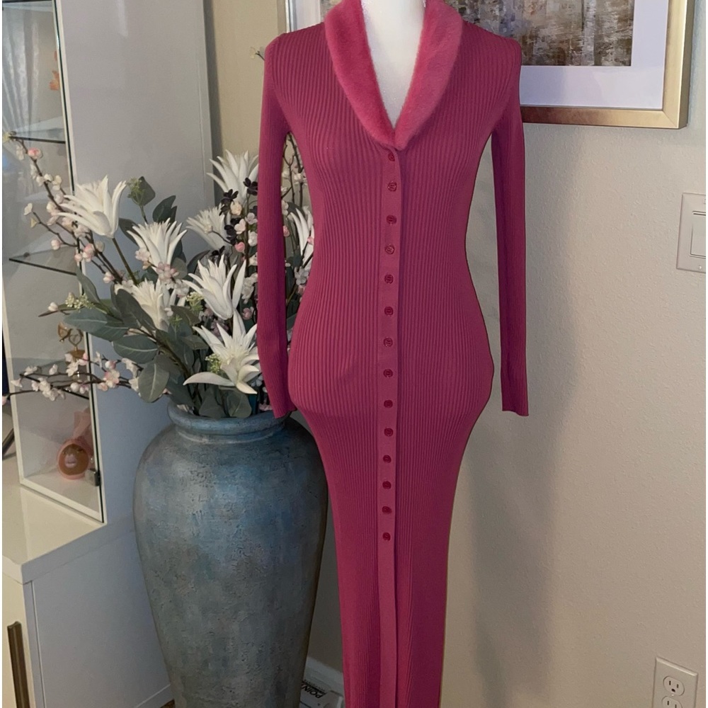 Staud pink long stretchy dress new without tag